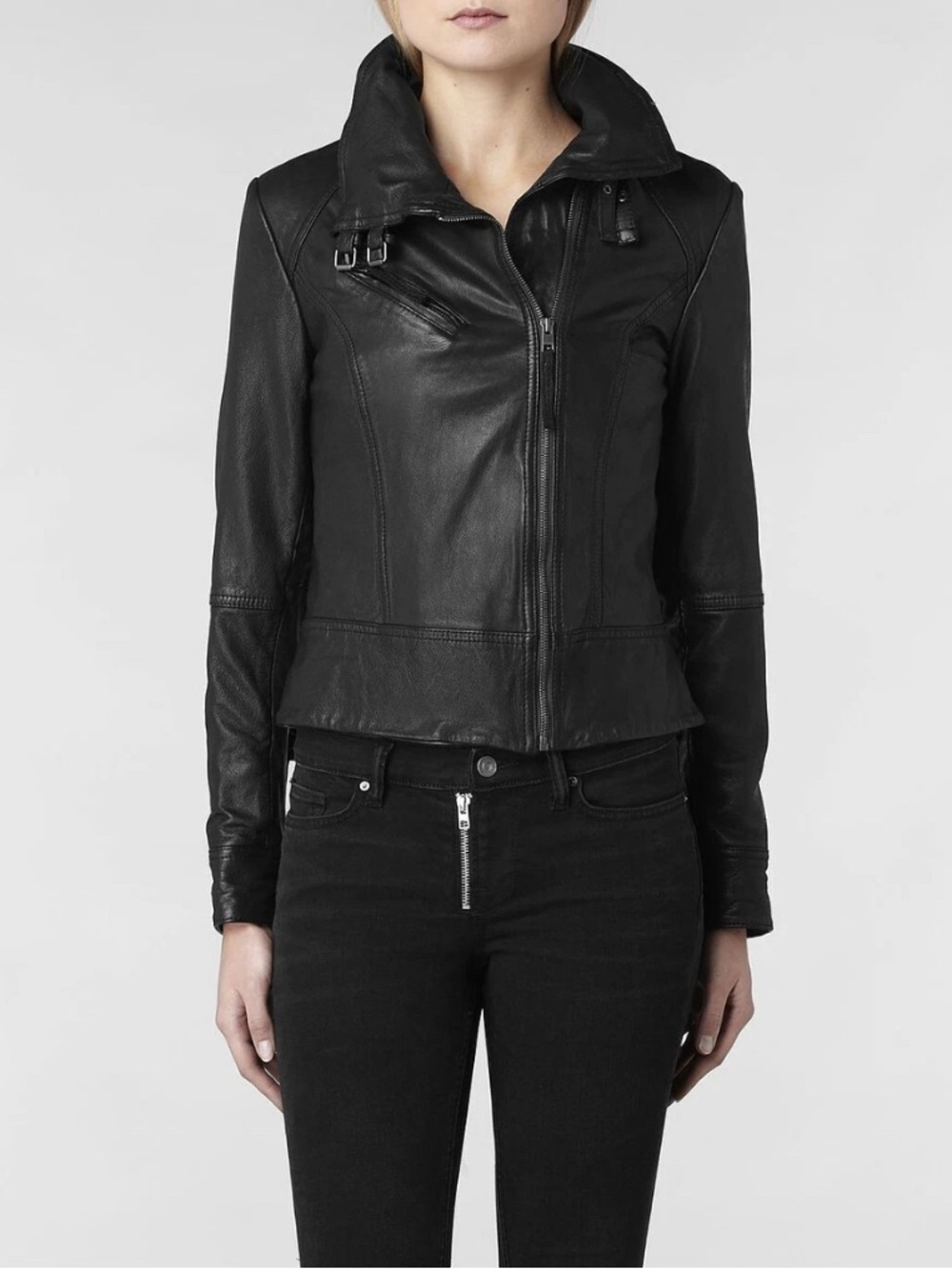 AllSaints Women's Black Leather Biker Jacket